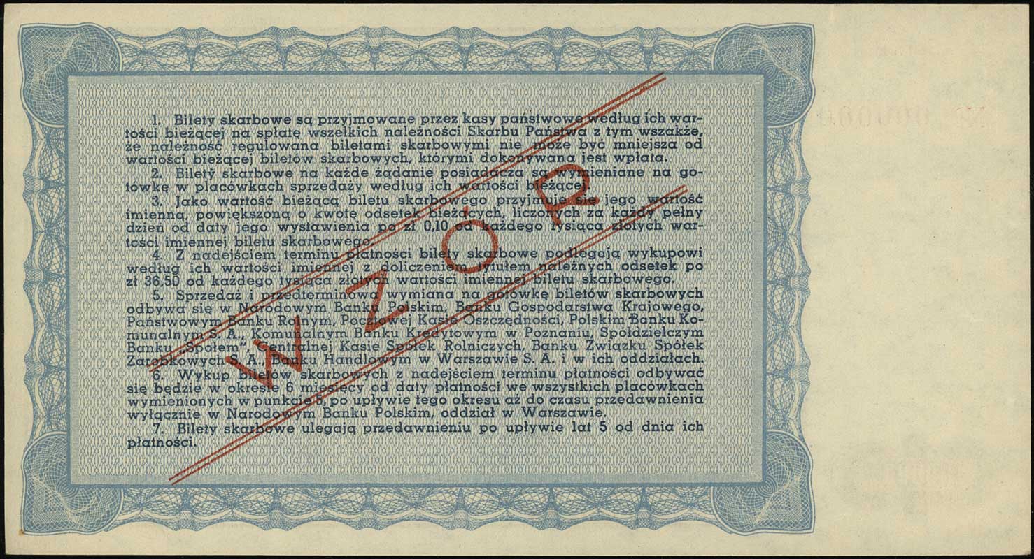 bilet skarbowy na 10.000 złotych 1945, emisja I,