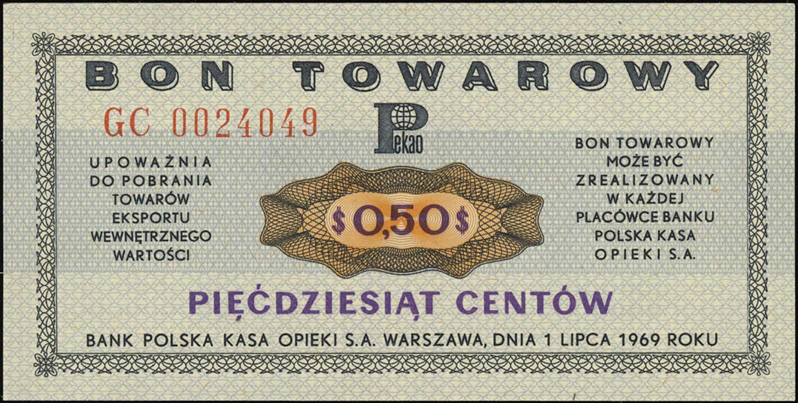 zestaw bonów: 50 centów 1.07.1969 (GC 0024049) i
