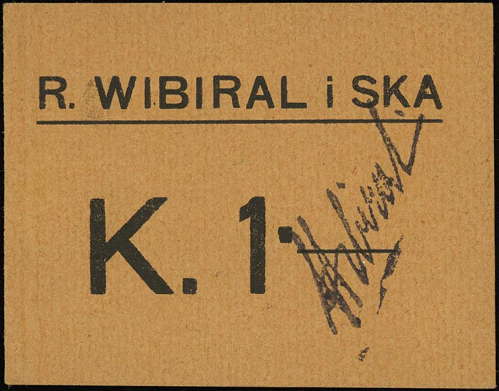 Kraków, R. Wibiral i Spółka, 1 i 2 korony (1919), Podczaski G-179.1a, 2.c, Jabł. 174 i 175, razem 2 sztuki