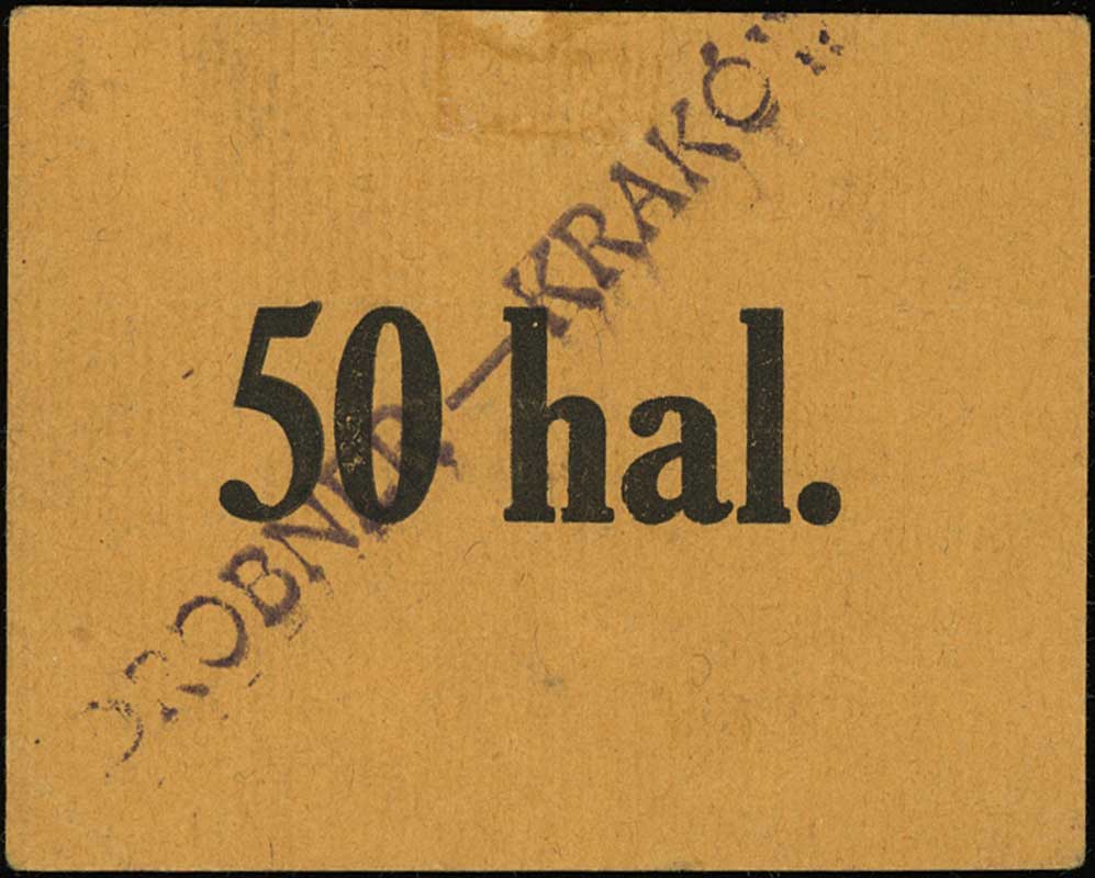 Kraków, Zjednoczone Firmy Drobner, 50 halerzy i 1 korona (1919), Podczaski G-183.1, 2, Jabł. 243 i 244, razem 2 sztuki, rzadkie i ładnie zachowane