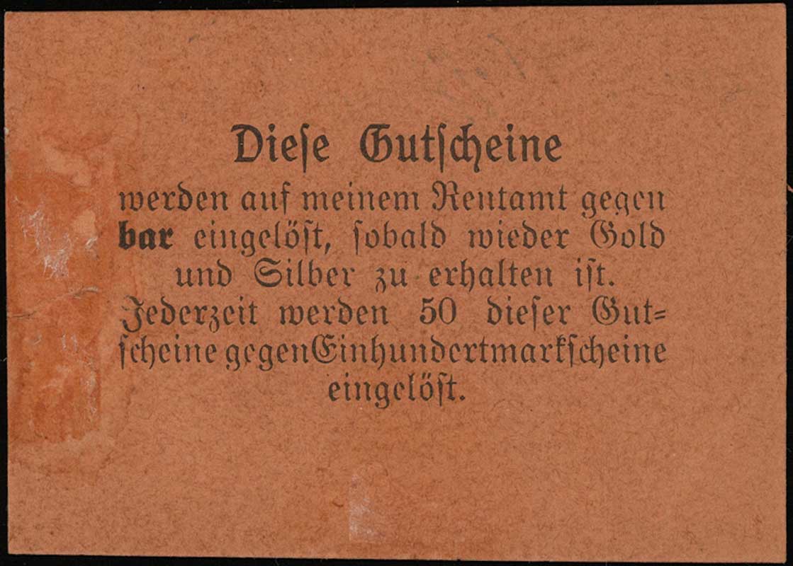 Osieczna, Schloß Storchnest, 2 marki 8.08.1914, seria C, numeracja 85, Podczaski P-123.2.c, Jabł. 3127, rzadkie