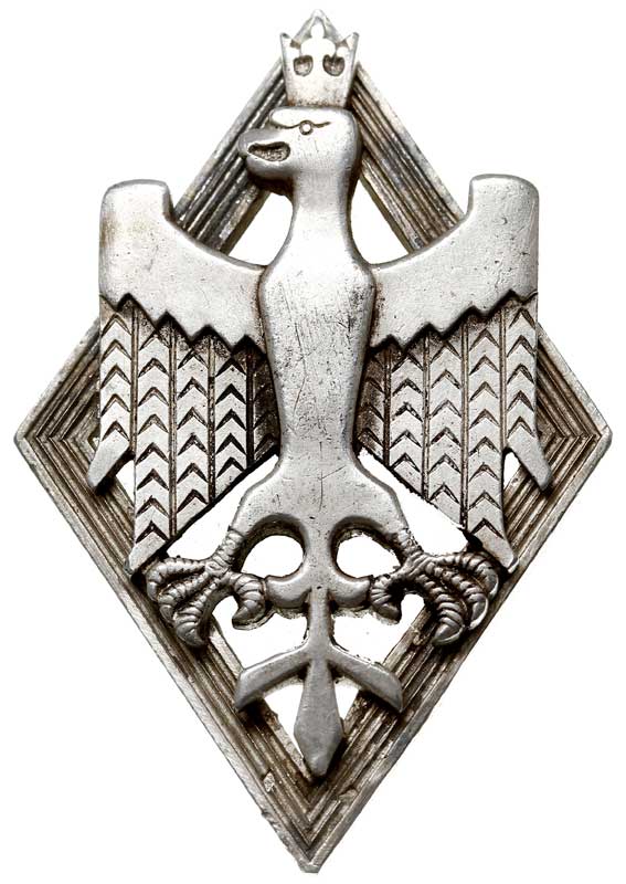 Odznaka Pamiątkowa Ochotniczej Armii J. Hallera 1921 we Francji, biały metal 52.4 x 37.2 mm, na stronie odwrotnej numer 525, Stela 16.10