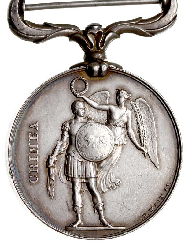 medal Za Wojnę Krymską 1854-1856, srebro 35.00 g, 36 mm, sygnatura B. WYON SC., patyna