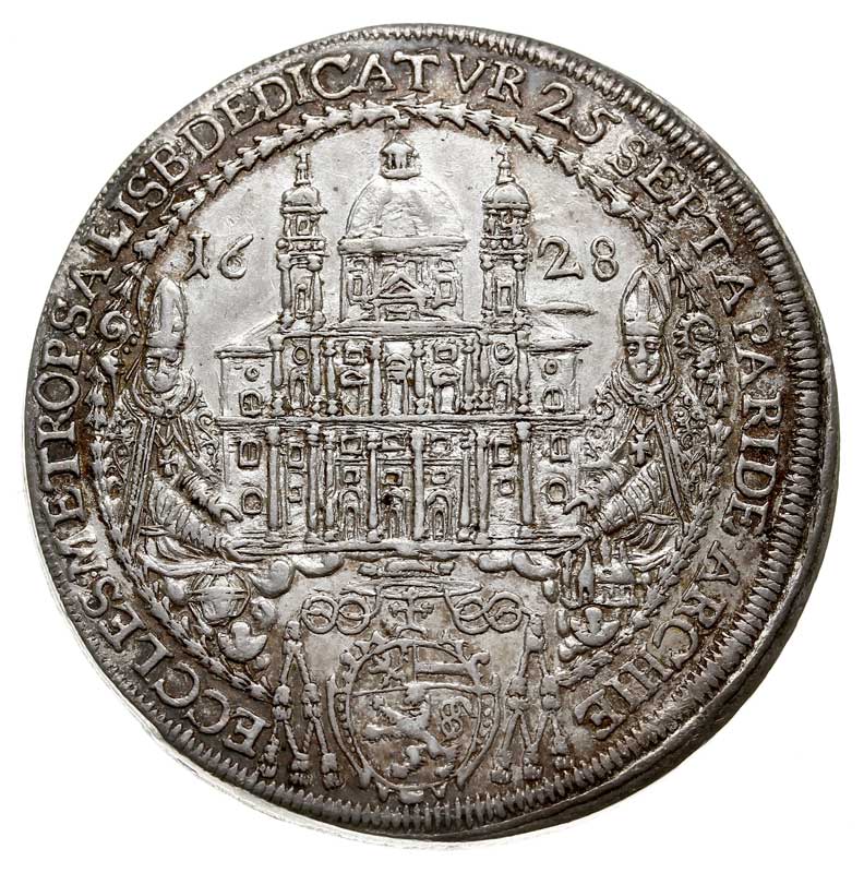 Paris Graf Lodron 1619-1653, talar 1628 wybity na poświęcenie katedry, srebro 28.86 g, Zöttl 1437, Probszt 1166, piękny