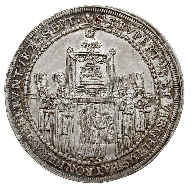 Paris Graf Lodron 1619-1653, talar 1628 wybity na poświęcenie katedry, srebro 28.86 g, Zöttl 1437, Probszt 1166, piękny