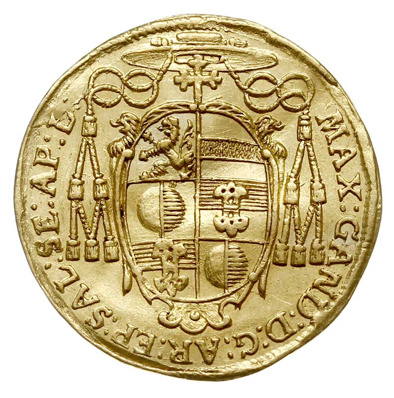 Maximilian Gandolph Graf von Kuenburg 1668-1687, dukat 1647, złoto 3.45 g, Zöttl 1942, Probszt 1619, lekko gięty, ale bardzo ładnie zachowany