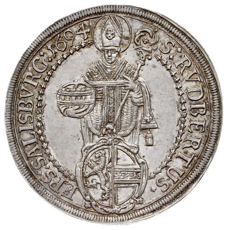 Johann Ernst Graf von Thun und Hohenstein 1687-1709, talar 1694, srebro 29.47 g, Zöttl 2166, Probszt 1800, piękny