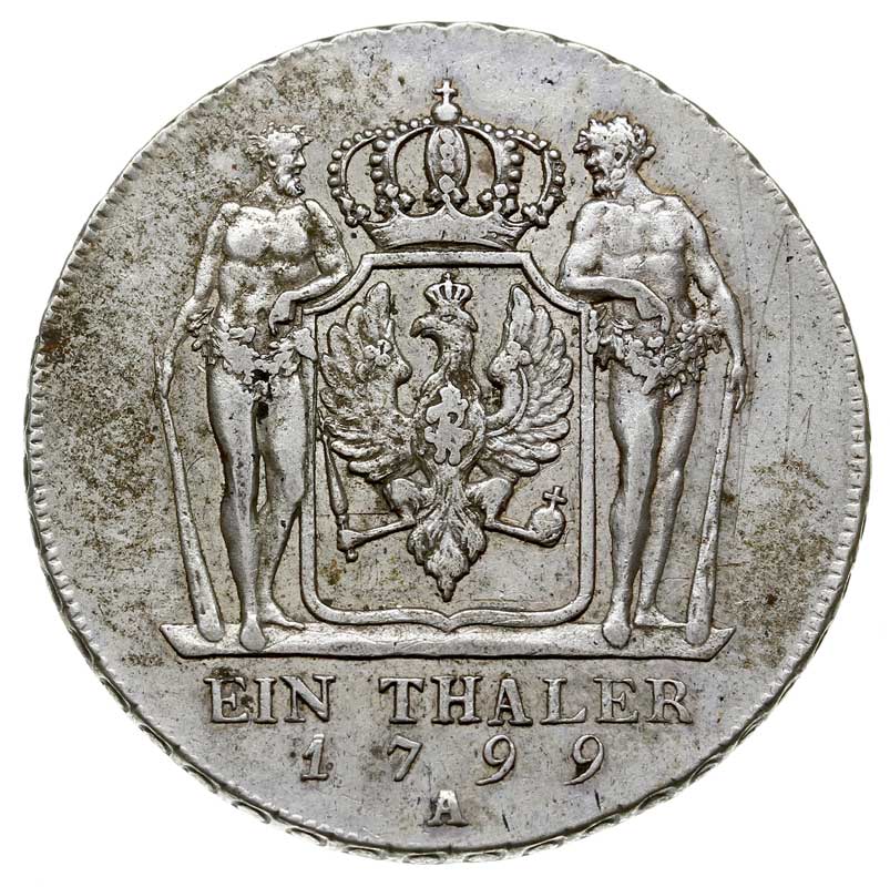 Fryderyk Wilhelm III 1797-1840, talar 1799 A, Berlin, Dav. 2603, Jaeger. 29, v.Schr. 43, na rewersie drobne rysy w tle