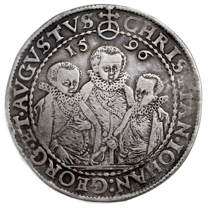 Krystian, Jan Jerzy i August 1591-1601, talar 1596, srebro 28.20 g, Kahnt 186, Merseb. 776, Schnee 754, Dav. 9820, patyna