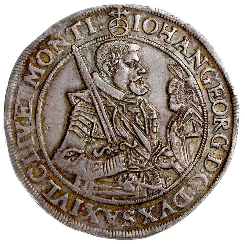 Jan Jerzy I 1615-1656, talar 1628 HI, Drezno, srebro 29.00 g, Kahnt 158, Merseb 1051, Schnee 845, Dav. 7601, bardzo ładny