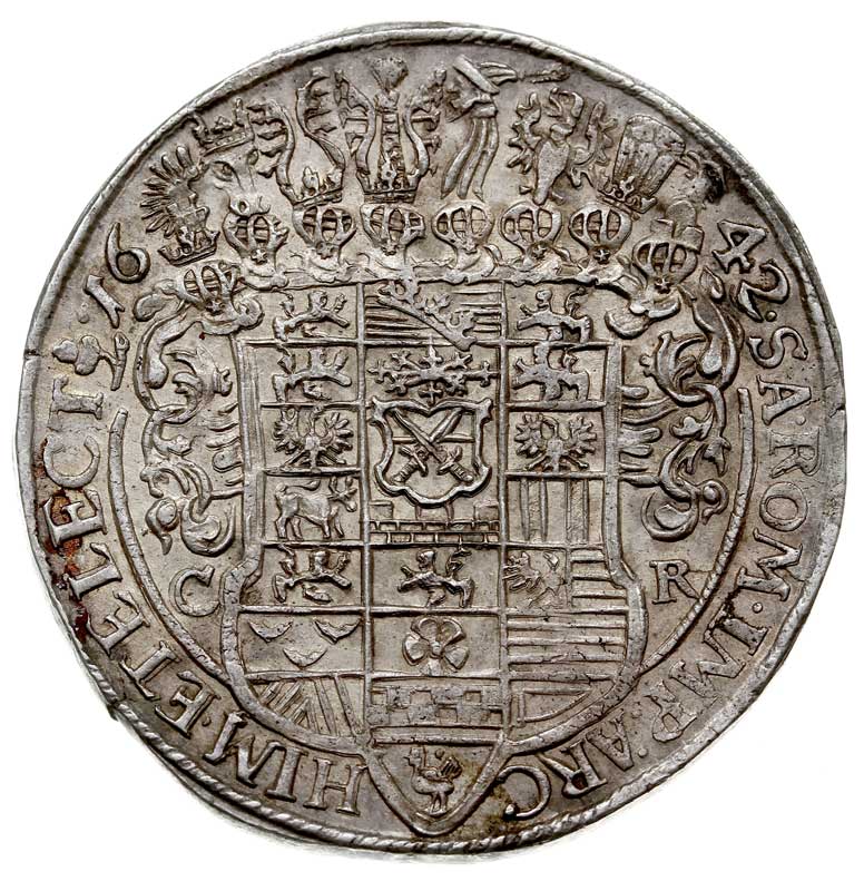 Jan Jerzy I 1615-1656, talar 1642 CR, Drezno, srebro 29.07 g, Kahnt 169, Merseb. -, Schnee 879, Dav. 7612, bardzo ładny