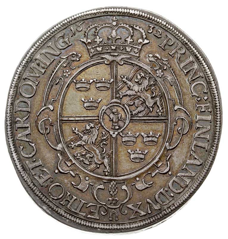 Gustaw Adolf 1611-1632, talar 1632, Augsburg pod okupacją szwedzką, srebro 28.93 g, Dav. 4543, AAJ 8, Forster 240, patyna