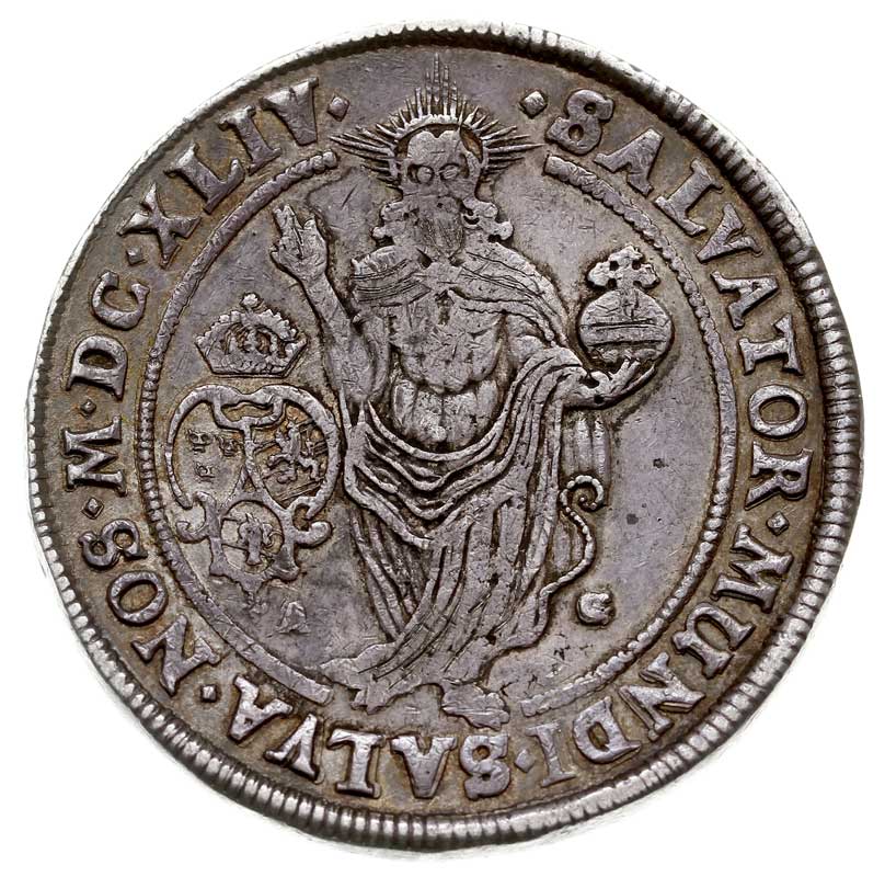 Krystyna 1632-1654, talar 1644, Sztokholm, odmiana z datą MDCXLIV, srebro 28.64 g, Dav. 4525, AAH 16a, Hagander 154, Slg. Bruun 1005, ciemna patyna