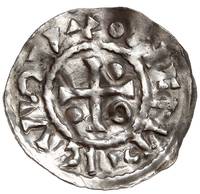 Ratyzbona, książę Henryk II 985-995, denar, Aw: Dach kościoła, REGINA CIVITAS / EVIN, Rw: Krzyż,  ..