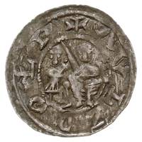 Władysław II Wygnaniec 1138-1146, denar, Aw: Książę na tronie, obok giermek; Rw: Rycerz walczący z..