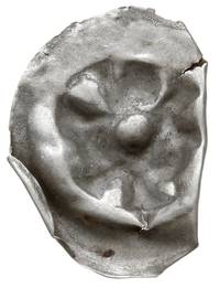brakteat guziczkowy, koniec XIII w., Sześciopłatkowa róża z wypukłym środkiem, Wieleń 67, srebro 0..