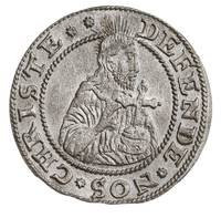 grosz oblężniczy 1577, Gdańsk, wybity w czasie gdy zarządcą mennicy był K. Goebl, na awersie głowa..