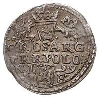 trojak 1599, Olkusz, popiersie króla z 1598 roku, Iger O.99.1.b, delikatna patyna