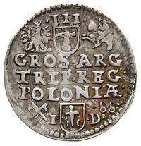 trojak 1588, Poznań, Iger P.88.3.a (R2), awers dość płytko wybity, patyna, rzadki