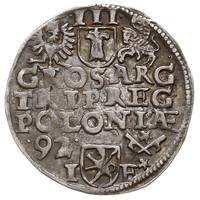 trojak 1592, Poznań, końcówka daty z lewej stron