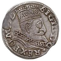 trojak 1599, Wschowa, popiersie króla z bardzo nietypową dla trojaków wschowskich kryzą, Iger -, p..