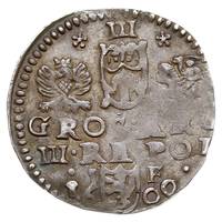 trojak 1600, Lublin, popiersie króla z kołnierzem, Iger L.00.1.f, na awersie numer inwentarzowy st..