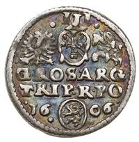 trojak 1606, Kraków, herb Lewart podskarbiego Jana Firleja w owalnej tarczy, Iger K.06.3.a (R3), T..
