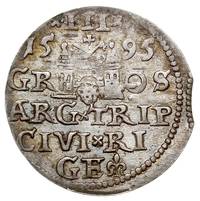 trojak 1595, Ryga, Iger R.95.1.d, Gerbaszewski 27, moneta wybita z krawędzi blachy, patyna