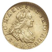 1/4 dukata 1710, Drezno, złoto, Kahnt 86, Baumgarten 727, moneta w pudełku firmy NGC z certyfikate..