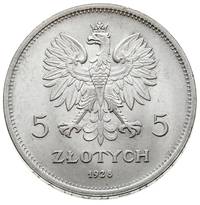 5 złotych 1928, Warszawa, Nike, Parchimowicz 114a, wyśmienity stan zachowania