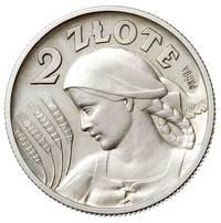 2 złote 1927, Warszawa, głowa kobiety z kłosami, na rewersie wypukły napis PRÓBA, srebro 10.23 g, ..
