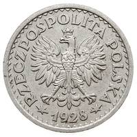 1 złoty 1928, Warszawa, nominał 1 w wieńcu z kłosów, bez napisu PRÓBA, nikiel 7.00 g, Parchimowicz..