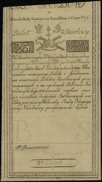 25 złotych 8.06.1794, seria D, Miłczak A 3, bardzo ładnie widoczny duży fragment firmowego znaku w..
