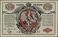20 marek polskich 9.12.1916, Generał, seria A, numeracja 0000000, strona główna i odwrotna wydruko..