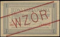 1 marka polska 17.05.1919, po obu stronach ukośny nadruk WZÓR, bez perforacji, seria IAC, numeracj..