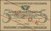 5 marek polskich 17.05.1919, po obu stronach ukośny nadruk WZÓR, bez perforacji, bez oznaczenia se..