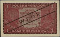 1 marka polska 23.08.1919, po obu stronach ukośny czarny nadruk WZÓR, bez perforacji, seria I-CA, ..