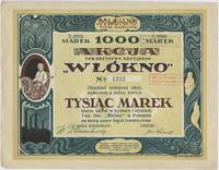 Towarzystwo Akcyjne Włókno w Poznaniu, akcja na 1.000 marek (1921), II emisja, dołączony talon z 6..