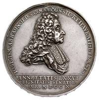 Iohann Sigismund von Haunold - rajca i prezydent senatu wrocławskiego, medal z 1710 r, Aw: Popiers..