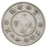 Yunnan- prowincja, 10 centów 1908, srebro 2.60 g, Kann 174