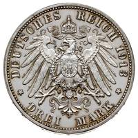Fryderyk August III 1904-1918, 3 marki 1913 E, Muldenhütten, wybite z okazji 100. rocznicy zwycięs..