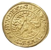 Okupacja szwedzka, Krystyna 1637-1654, dukat 1638 CS, z tytulaturą Ferdynanda III, złoto 3.42 g, A..