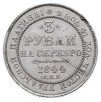 3 ruble 1844 СПБ, Petersburg, platyna 10.40 g, Bitkin 90 (R), drobne zacięcie na krawędzi, ale ład..