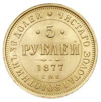 5 rubli 1877 СПБ НI, Petersburg, złoto 6.55 g, B