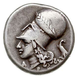stater, Aw: Pegaz lecący w lewo, poniżej znak menniczy, Rw: Głowa Ateny z w hełmie i wieńcu, za nią orzeł, przed nią A-p, srebro 8.56 g, BMC 258 (338-300), Ravel 1008 (386-307), SNG Cop. 73, BCD 101