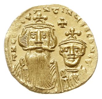 solidus 654-659, Konstantynopol, Aw: Popiersia cesarzy na wprost, Rw: Krzyż na czterostopniowym postumencie, oficyna E, złoto 4.51 g, DOC 25e, MIB 26, Sear 959, piękny