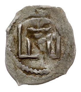 denar 1413-1430, Aw: Kolumny Gedymina, Rw: Grot włóczni z krzyżykiem po prawej, srebro 0.37 g, Ivanauskas 11V3-2