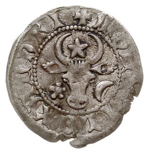 dwugrosz, Aw: Głowa wołu, MONE ALEXANDRI, Rw: Tarcza herbowa z głową byka u góry, WD MOLDAVIENSIS, srebro 1.72 g, Buzdugan typ IV (389-408)