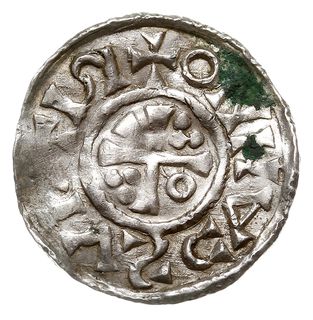 denar 1009-1024, Aw: Popiersie w prawo, H-NI-RI-CV-IR-X, Rw: Krzyż, w polach kulki i kółko, RIT CIV SCANNO, srebro 1.54 g, Hahn 29A1