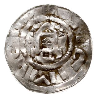 denar krzyżowy X/XI w., Aw: Kapliczka, Rw: Krzyż kawalerski, srebro 1.32 g, CNP typ II (407- podobny)